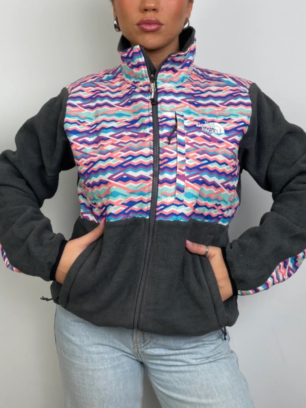 The north face Denali geo zigzag Chevron printed fleece jacket sz s